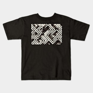 Black and White Maze Optical Illusion - Abstract Pattern Design Kids T-Shirt